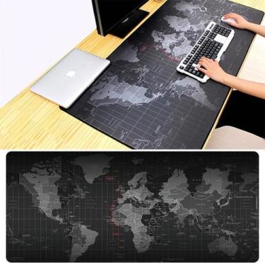 Imagem de Mousepad Gamer Mapa Mundi Grande 80 X 30 Cm Borda Costurada Antiderrap