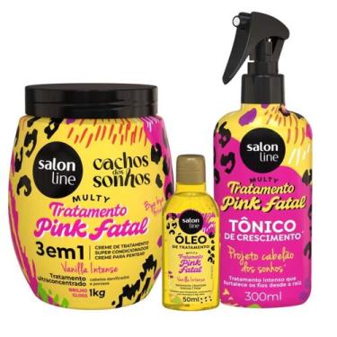 Imagem de Kit Salon Line Multy Tratamento Pink Fatal: Creme 1kg + Tônico 300ml e