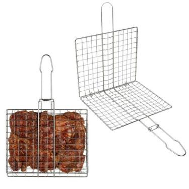 Imagem de Grelha Dupla Folha Para Churrasco Peixe Frango Linguiça 49 x 25cm - CL