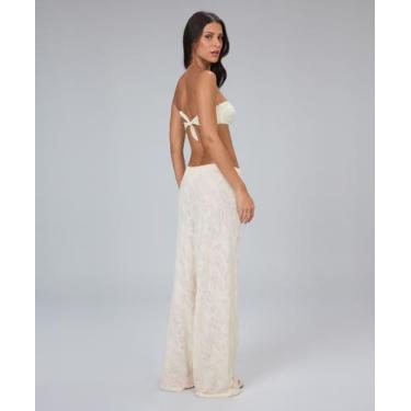 Imagem de Calça saída de praia pantalona off white alto giro tamanho:g, G