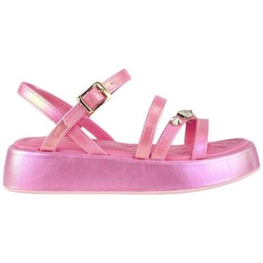 Imagem de Sandalia Infantil Ortopedica Kidy Flat Form Brilho Conforto, 28, Rosa