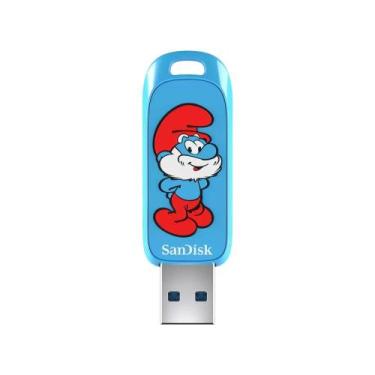 Imagem de Pen Drive SanDisk Smurfs USB 3.2 Gen 1 64GB Azul SDCZIS128GG46