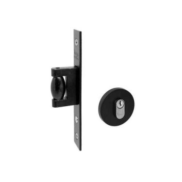 Imagem de Fechadura Porta Pivotante Haga Externa Trava Rolete Preto Resinado 603