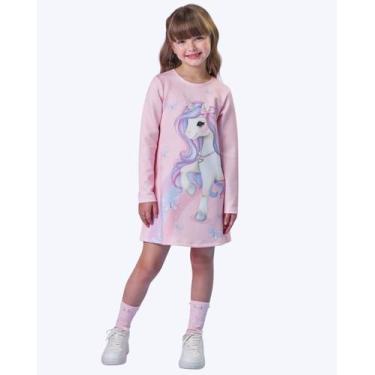 Imagem de Vestido Manga Longa Unicórnio Infantil Feminino Infanti 89215, Rosa, U