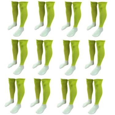 Imagem de Meião De Futebol Delfia Adulto Kit com 12 Pares, Amarelo neon, Único