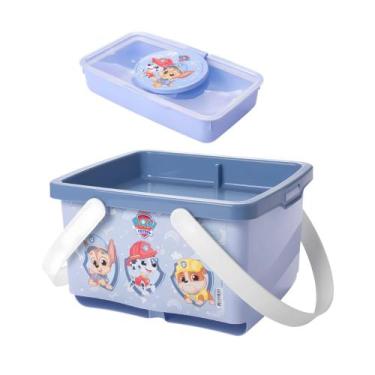 Imagem de Kit Caixa de Fraldas Bolsa com Tampa e Alça + Porta Lenços Patrulha Ca