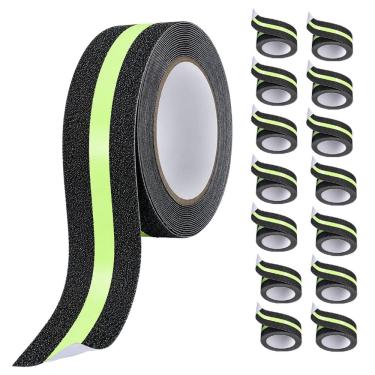 Imagem de Fita Antiderrapante 5 Metros Kit 14 Uni Adesiva Segurança Refletiva Rampa Piso Chao Escada Queda Antideslizante