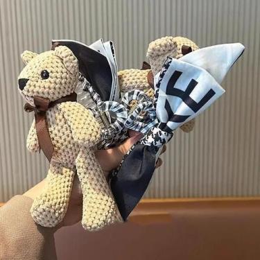 Imagem de Presilha De Cabelo Feminina Coreana Com Urso Fofo E Laço Grande, Estil