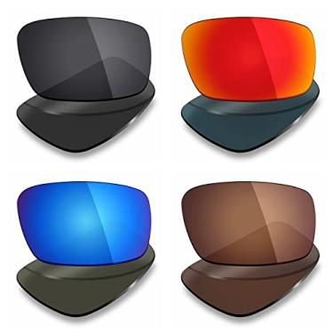 Imagem de 4 pares de lentes polarizadas de substituição Mryok para óculos de sol Oakley Chainlink – Stealth preto/vermelho fogo/azul gelo/marrom bronze