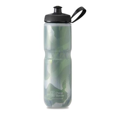 Imagem de Garrafa térmica de água esportiva Polar Bottle – Sem BPA, garrafa esportiva e de bicicleta com alça (Contender – Oliva e Prata, 680 g)