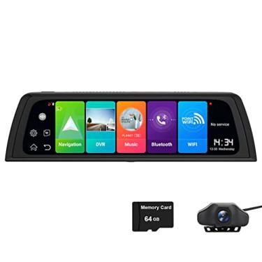 Imagem de XRC TECH Câmera veicular sensível ao toque IPS de 10 polegadas, painel veicular 4G, rede, retrovisor, retrovisor, Android 8.1 com WiFi, GPS Navi, Bluetooth, monitoramento remoto, lente dupla FHD 1080P