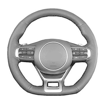 Imagem de JEZOE Capa de volante de costura manual de couro, para Kia K5 GT GT-Line Sedan 2020 2021 2022 Acessórios interiores automotivos Estilo do carro