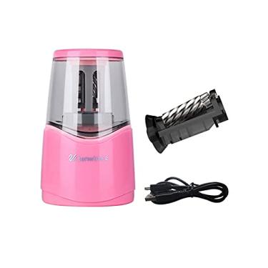 Imagem de Bestgift Apontador de Lápis de Encaixe Apontador de Lápis Elétrico de Furo Duplo Apontador de Lápis de Desenho Rosa4