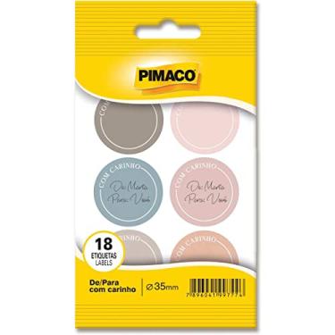 Imagem de Etiqueta Para Presente, Pimaco, De/Para Com Carinho, Redonda, 35 mm, Cartela com 18
