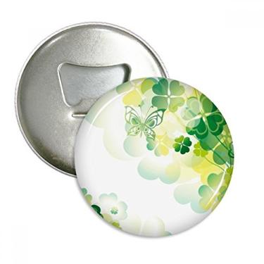 Imagem de Borboleta trevo de quatro folhas Dia de São Patrício abridor de garrafas ímã de geladeira emblema multifuncional