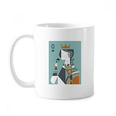 Imagem de Ilustração de cartas de baralho Q padrão caneca cerâmica xícara de café porcelana louça