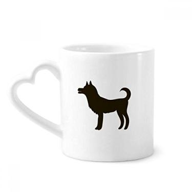 Imagem de Caneca de cachorro preto bonito retrato animal caneca café cerâmica copo de coração de vidro