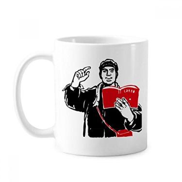 Imagem de Mochila de livro vermelho chapéu estudo China caneca vermelha cerâmica café porcelana xícara louça louça