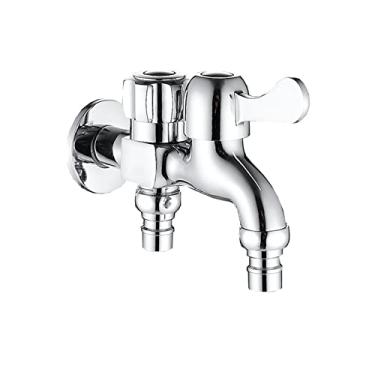 Imagem de LIDON Máquina de lavar torneira de mistura de água fria bico duplo latão torneira de pia de lavanderia adaptador de torneira de máquina de lavar adaptador de torneira de saída dupla cozinha banheiro, cromo B (cor: cromado E)