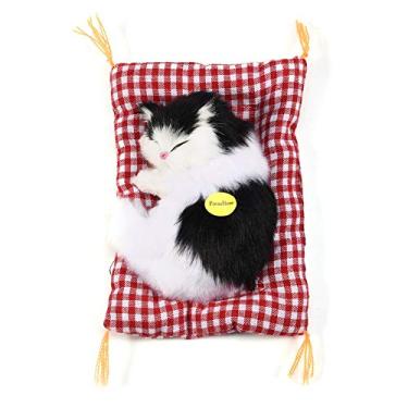 Imagem de Brinquedo de boneca de gato dormindo, brinquedo de pelúcia de som de gato de simulação de sono boneca de pelúcia para decoração de casa para bebês(Preto e branco)