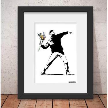 Imagem de Megane Quadro Decorativo Banksy Love Is In Air & Vidro & Paspatur 46x56cm