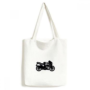 Imagem de Motocicleta Mecânica Preta Ilustração Sacola de Lona Bolsa de Compras Casual Bolsa