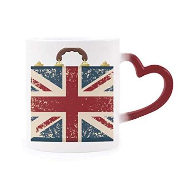 Imagem de Union Jack — Bolsa retrô da Grã-Bretanha, bandeira do Reino Unido, caneca sensível ao calor com mudança de cor vermelha