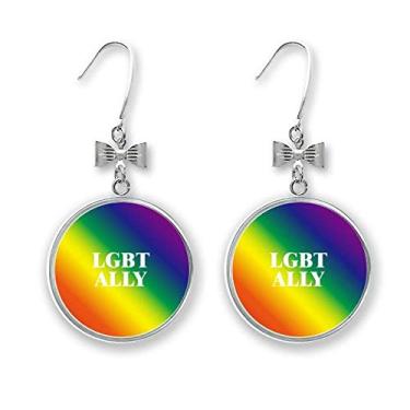 Imagem de Gradiente LGBT Ally Arco-íris Brinco de argola com gancho perfurado