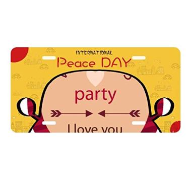 Imagem de DIYthinker Placa de licença de coração I Love You Arrow para decoração de carro Dia da Paz