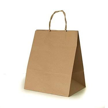 Imagem de 50 Sacolas ecológicas para Delivery com alça torcida: 28x23x18 cm (Kraft)