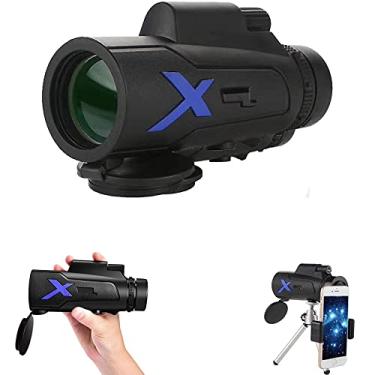 Imagem de Monoculares 12 × 50, telescópio BAK4 de alta definição, observação de pássaros/vida selvagem, telescópio zoom para camping com suporte para smartphone e tripé adulto