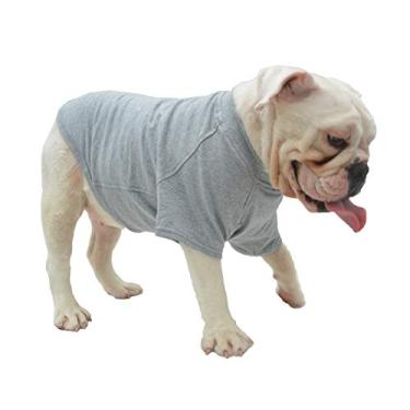 Imagem de Camiseta Lovelonglong Bulldog Clothes Dog Clothing Blank para buldogue francês inglês buldogue americano pit bull pugs 100% algodão cuidados com a pele cinza B-S