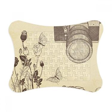 Imagem de Moldura de quebra-cabeça estilo borboleta rosa câmera decoração de imagem enfeite de quebra-cabeça