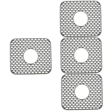 Imagem de HEMOTON Talheres 4 Pcs Tapete De Silicone Para Pia Tapete De Pia Tapete Antiderrapante Para Bancada Da Pia Almofada De Pia Para Cozinha Ralo Da Pia Oco Gel De Sílica Tapete De Lavatório