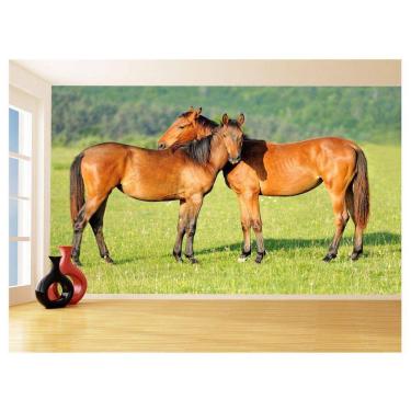 Imagem de Papel De Parede Animais Casal Cavalos Fazenda 3,5M Anm315