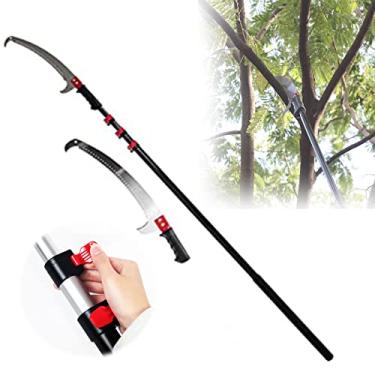 Imagem de Podador de poste de árvore extensível, serra de poste telescópico extensível, serra de poda de longo alcance para galho de árvore, serra de poda de poste alto extensível longo com lâmina, 5,4 m/18 p