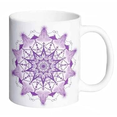 Imagem de Caneca De Porcelana Personalizada Xícara Estampada Decorativa Café 325 Ml Mandala Chacra Coronário