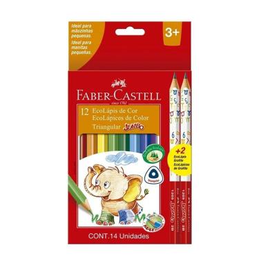 Imagem de Lápis de Cor 12 Cores Triangular Jumbo Ecolápis FaberCastell