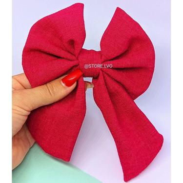 Imagem de Laço de Tecido Linho com pontas Longas / Laço presilha para Cabelo / Laços grande para Adulto e Infantil Feminino Luxo