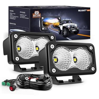 Imagem de Nilight 2 unidades de LED para motocicleta, holofote de 7,5 cm, farol de neblina off-road 1160lm, luz auxiliar com kit de chicote de fios DT de 18AWG para caminhão, quadriciclo, barco, trator,