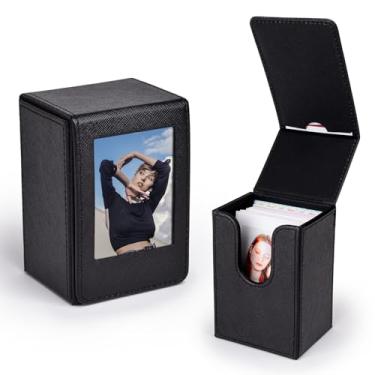 Imagem de HIYQIN Estojo de armazenamento funcional para filmes/fotos/cartões 2x3, caixa de armazenamento de fotos Polaroid compatível com filme Fujifilm Instax Mini (54 x 86 mm) - Preto