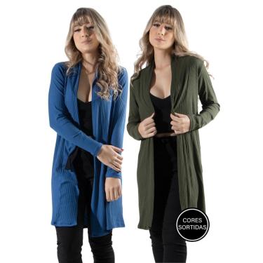 Imagem de Cardigan Kimono Canelado Manga Longa Inverno-Feminino