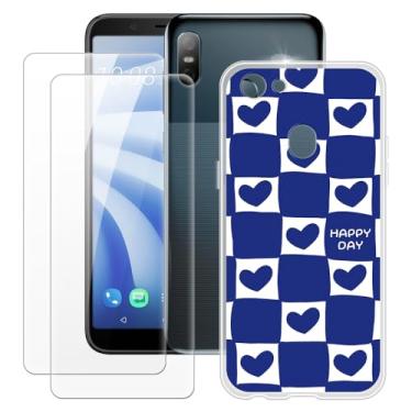 Imagem de MILEGOO Capa HTC U12 Life + 2 peças protetoras de tela de vidro temperado, capa de TPU de silicone macio à prova de choque para HTC U12 Life (6 polegadas)