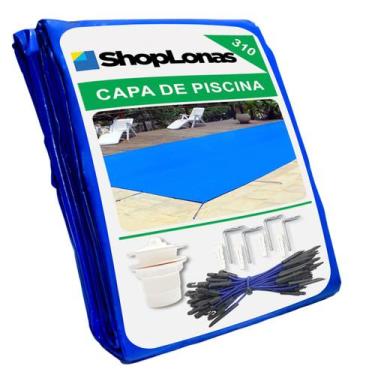 Imagem de Capa Piscina + Kit Instalação 6X6 Azul - Proteção Eficiente - Shoplona