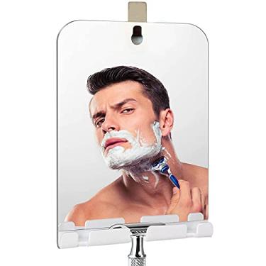 Imagem de XoYo - Espelho de chuveiro grande sem neblina, inclui 1 gancho com suporte de navalha integrado, espelho de chuveiro Anit-Fog, espelho de barbear para maquiagem de chuveiro, espelho de pendurar na