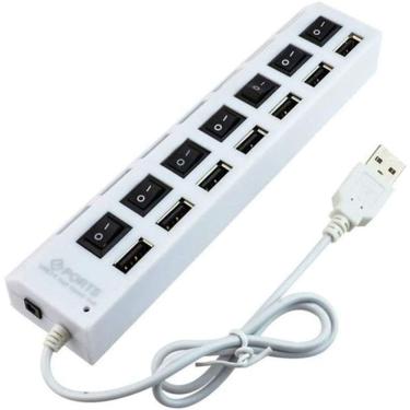 Imagem de Hub Usb 2.0-7 Portas Chaveado - 480 Mps - Branco
