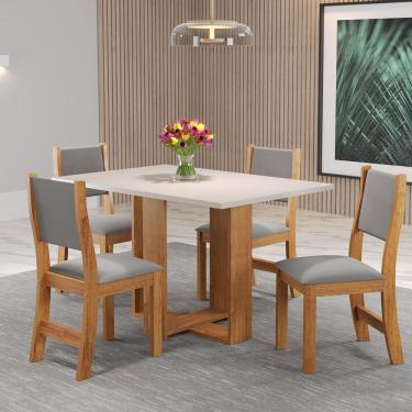 Imagem de Mesa de Jantar Retangular Holy Com 4 Cadeiras Sol Cobre/Blonde/Cinza - Casa Giulia