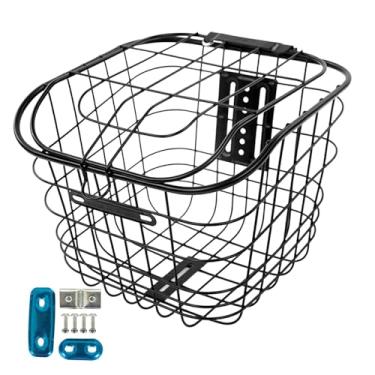 Imagem de Colaxi Cesta de arame para bicicleta, cesta dianteira e traseira fácil de instalar, acessório para bicicleta, caminhadas, Sem placa inferior