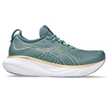 Imagem de ASICS T nis de corrida feminino Gel-Nimbus 25, Azul-petr leo/champanhe, 6
