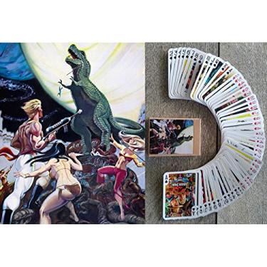 Imagem de Cartazes de baralho pré-históricos (baralho de pôquer 54 cartas todas diferentes) vintage retro dinossauro filmes pré-históricos pôsteres